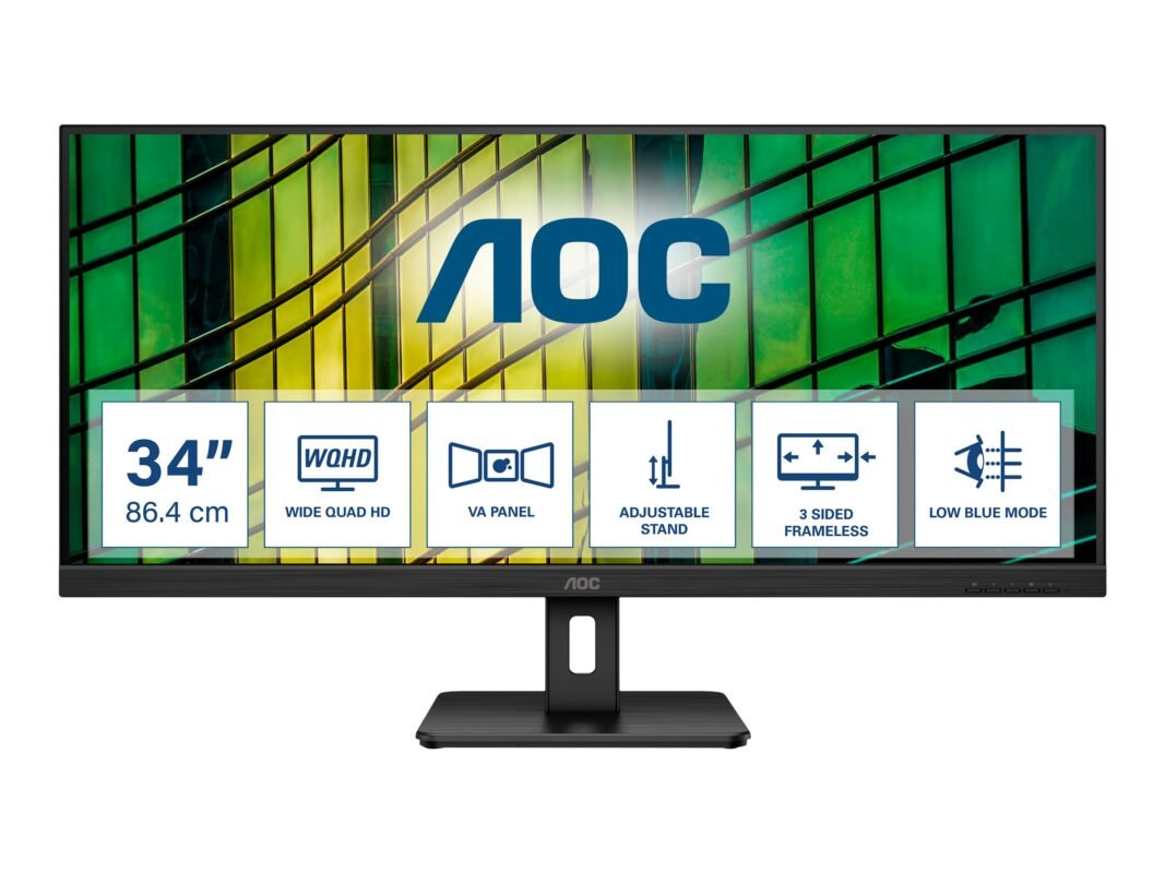 Монитор AOC U34E2M, 34", VA, WQHD, 100 Hz, 4 ms