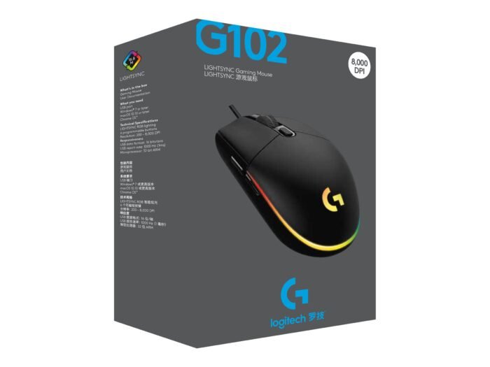 Игровая мышь Logitech G102 LIGHTSYNC, проводная, USB, черная