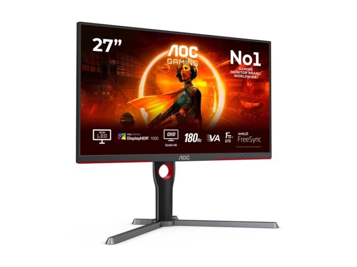 AOC | Монитор | Q27G3XMN/BK | 27 " | VA | 16:9 | 180 Hz | 1 ms | 2560 x 1440 пикселей | 700 кд/м² | Количество портов HDMI 2 | Черный