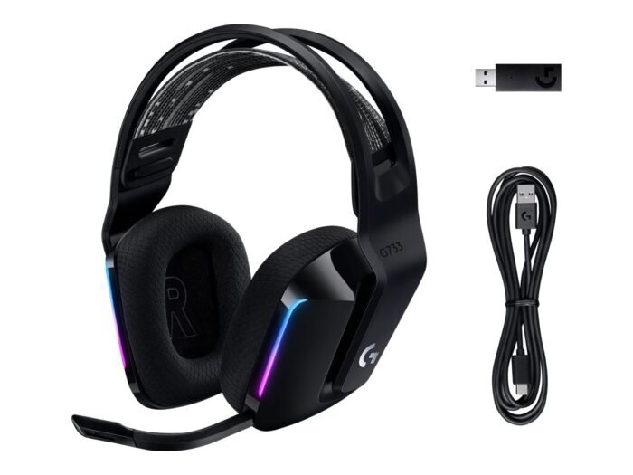 Logitech | Игровая гарнитура | G G733 | Беспроводная | Полноразмерная | Черная | Шумоподавление | Беспроводная